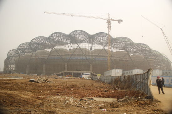 迎接省运会 安庆市体育中心火热建设中